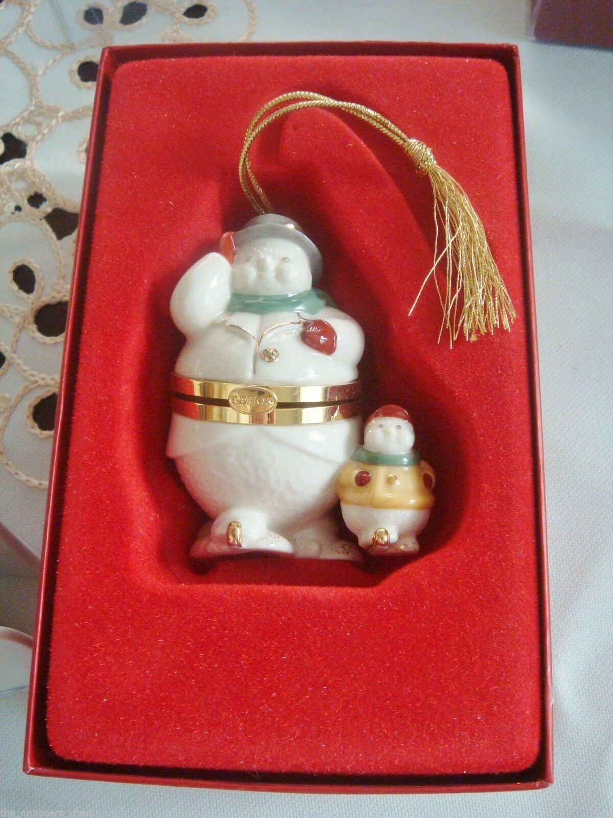 LENOX CHRISTMAS ORNAMENTS OUR WEDDING, SNOWMAN THINKET
