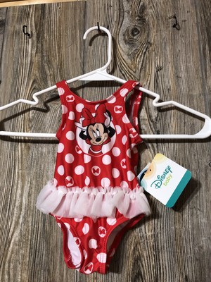 Disney MINNIE MOUSE  POLKA DOT 1 pc TUTU SWIMSUIT INFANT GIRLS 0-3 MONTHS
