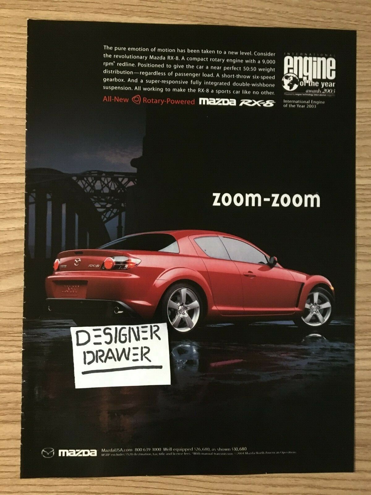 Mazda RX-8 Red 2004 Cars Print Ad: Zoom-Zoom | eBay