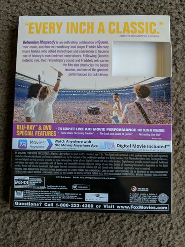 Bohemian Rhapsody Blu-ray/Dvd Slip Cover Only