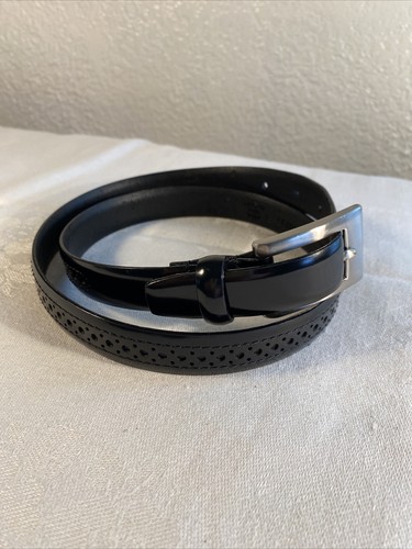 3Piece Silver Buckle Belts(BLACK×NICKEL) Tory Leather Belt with Bits and Silver-Colored Three-Piece