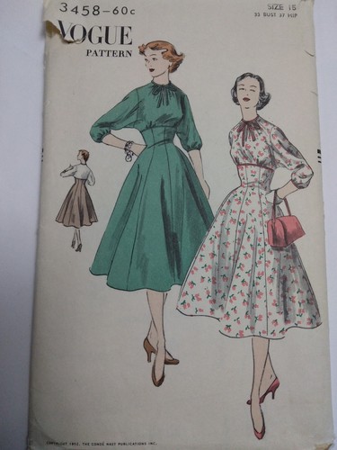 Dress High Waisted Fit Flare Gored Size 15 Vogue 3458 Sewing