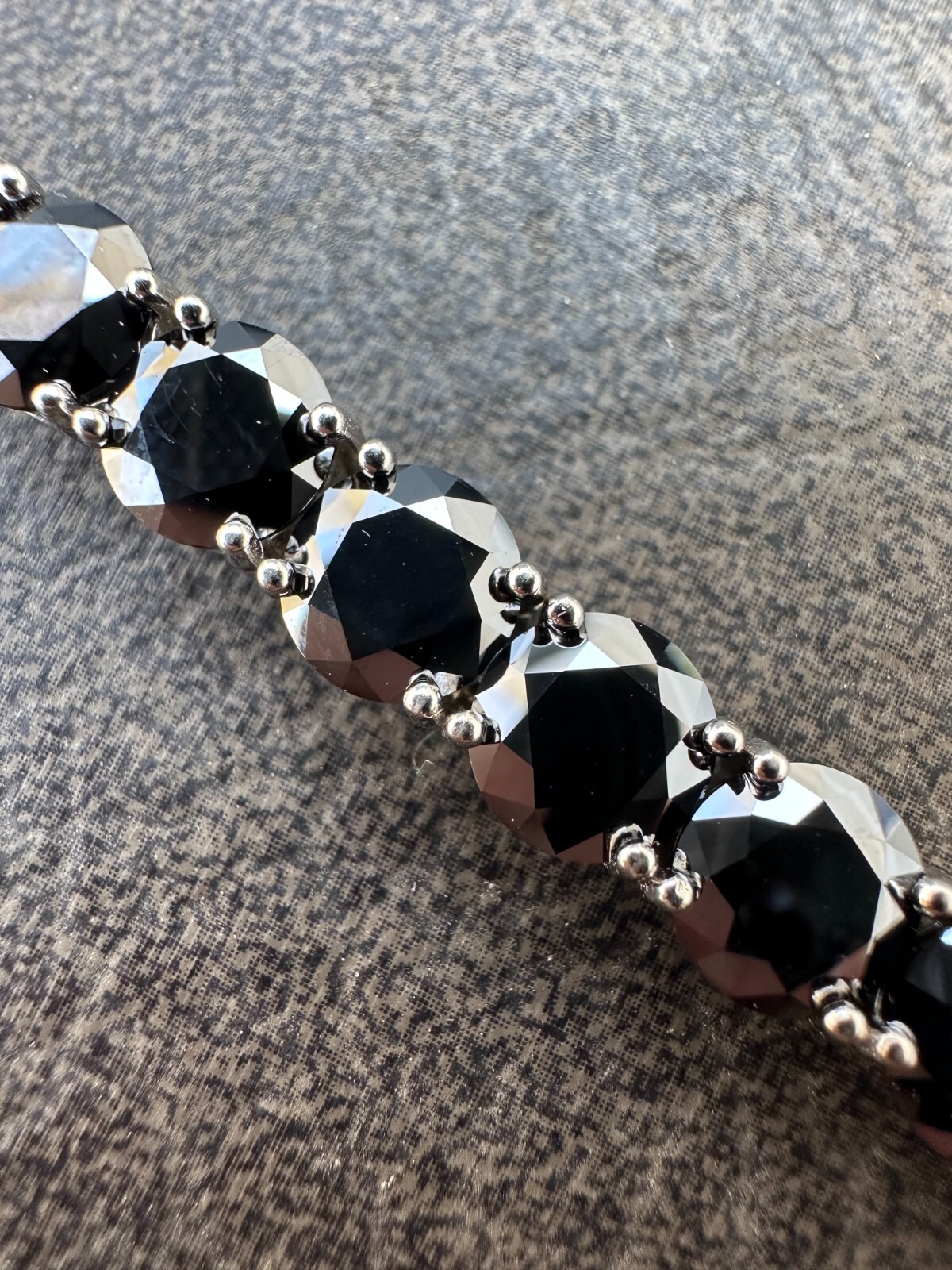 Pre-owned Silver Real Black Moissanite Thick 7mm Tennis Bracelet 925  Pass Diamond Tester