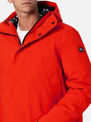 Pre-owned Mc2 Saint Barth Man Hooded Red Parka With Bandanna Lining
