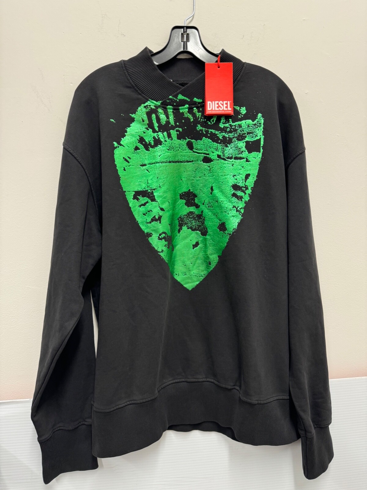 【美品】DIESEL S-Macsis-Od Men's Sweatshirt with metallic logo | Black | Diesel