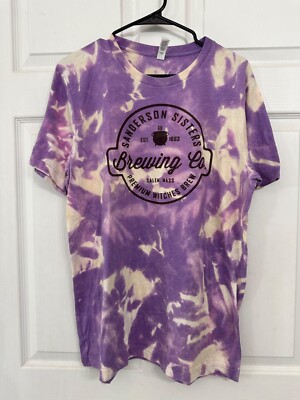 Canvas Size Large Sanderson Sisters Brewing Co Salem Mass Purple Tie Dye T-Shirt