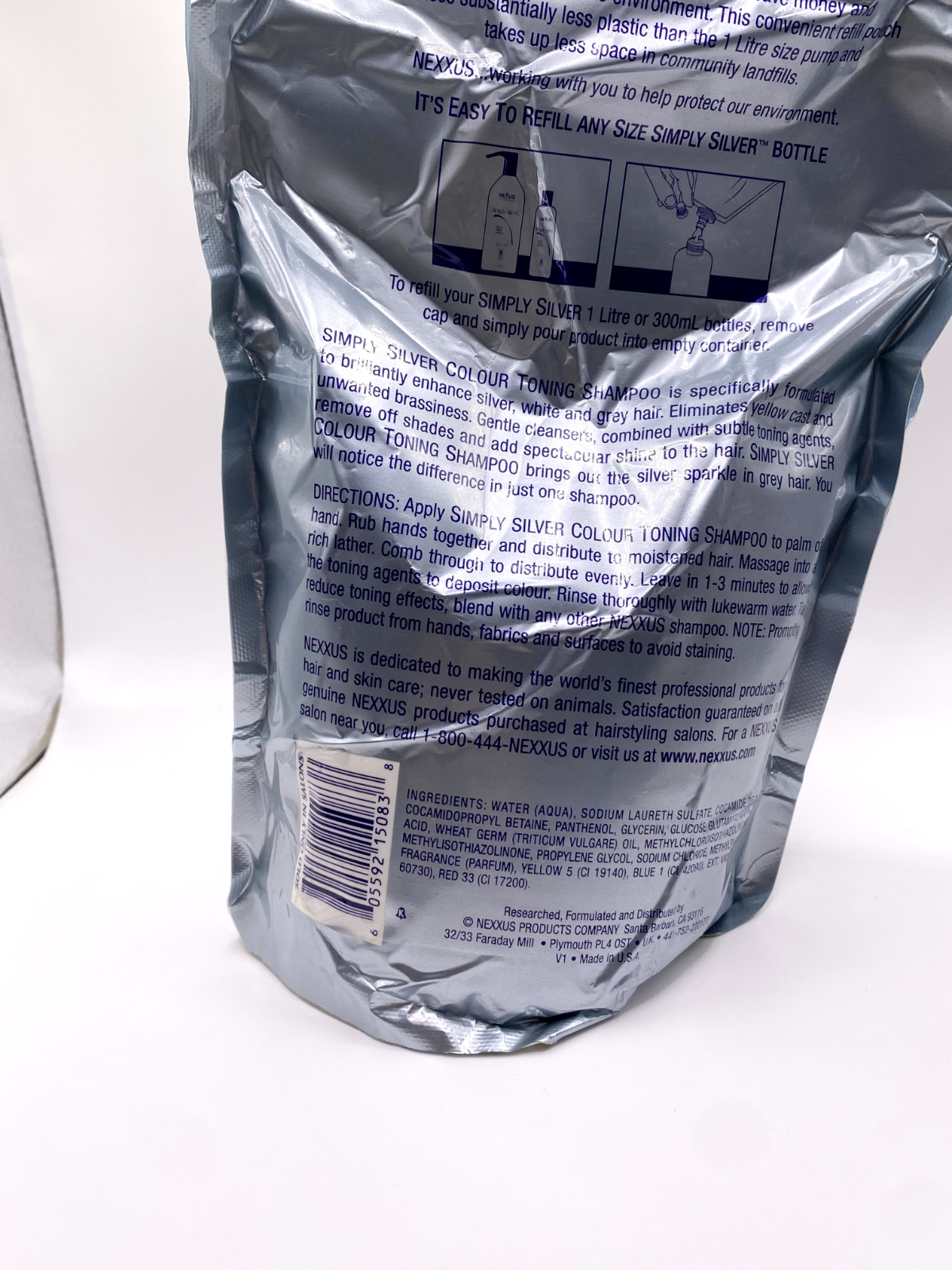 NEXXUS SIMPLY SILVER COLOR TONING SHAMPOO USED 50% FULL 33.8 oz