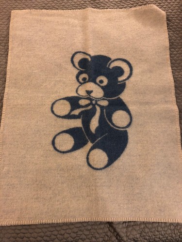 ALAFOSS Pure Wool Baby Blanket Reversible Blue 29”x 37” Made in ICELAND NWOT