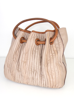 Giorgio Armani Bag Leather Slouchy Large Shoulder Bag Beige Tan Unusual  Logo | eBay