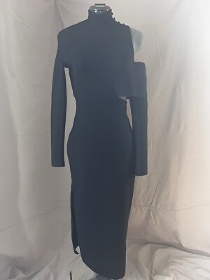 NWOT BELLA BARNETT Black Bandage Dress Shoulder Out Mid SZ Large Dense Fabric