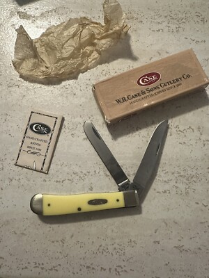 VINTAGE 1999 1 Dot Case XX YELLOW DELRIN POCKET KNIFE TRAPPER 3254 CV