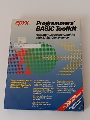 Vintage Epyx Programmers BASIC Toolkit Software For Commodore 64 & 128 Big Box