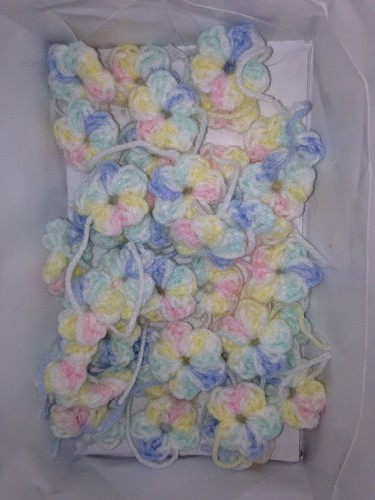 Tiny Crochet Flower Scrapbooking Baby Shower Baby Pastels A Set Of Ten + 10 FREE