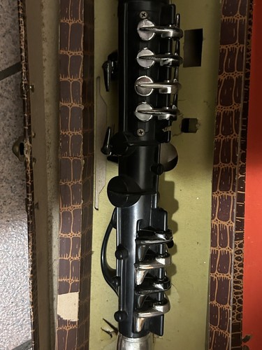 Vintage Ebony & Silver Clarinet Emenee Industry Musical Toys In Original Box