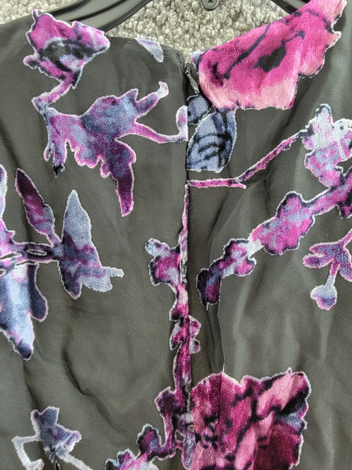 AQUA Floral Velvet Burnout Mini Dress Women's M Black Multi Back Zip Closure - Picture 14 of 16