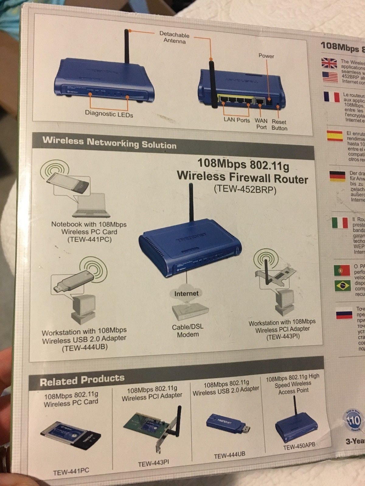 TRENDnet 108Mbps 802.11g Wireless Firewall Broadband Router TEW-452BRP Super G
