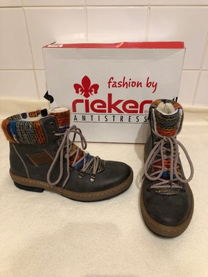 Rieker Antistress Knitted Top Ankle Boots Shoes. Size UK 3 Rieker Schuhe Wildebuk Scubabelva Scuba Rieker schwarz Damen