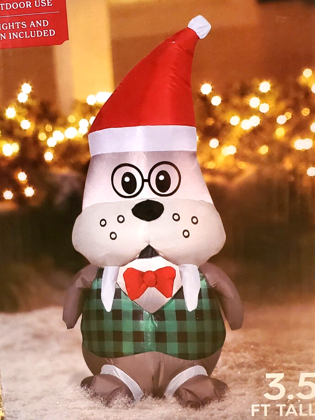 Walrus Christmas inflatable Indoor/Outdoor Holiday Time 3.5 Foot