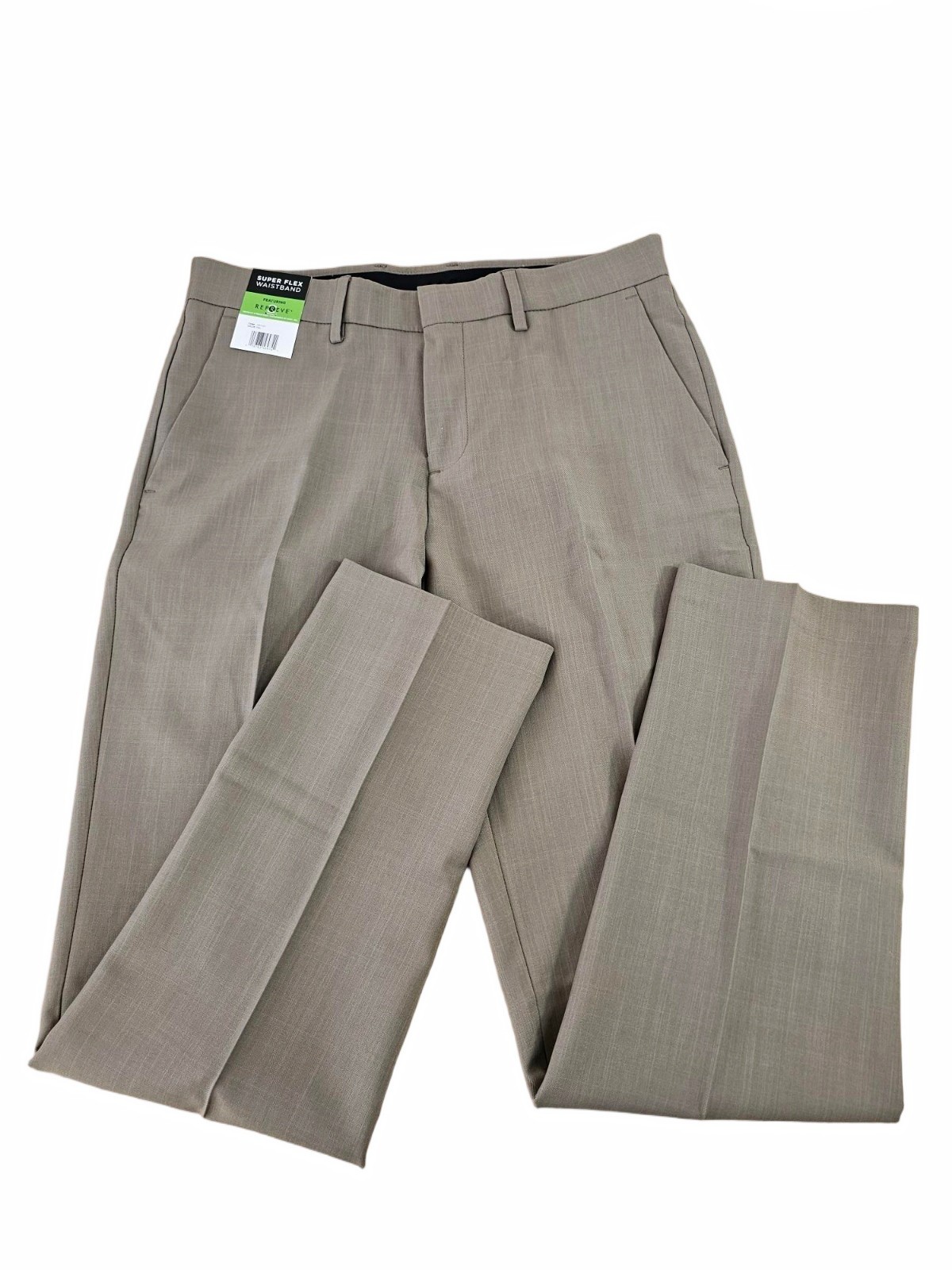 30x30 Haggar Mens Super Flex Comfort Waist Straight Fit Dress Pants Tan