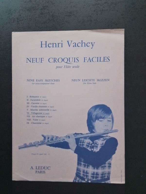 Partition - Henri Vachey - Villageoise (Neuf Croquis Faciles) Pour Flute Seule