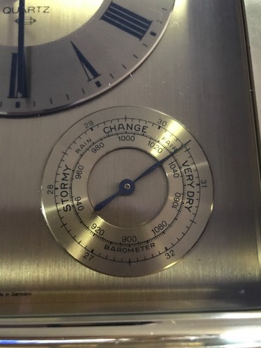 Vintage NOS Bulova Weather Quartz Mantel Clock Germany Battery One Jewel #3