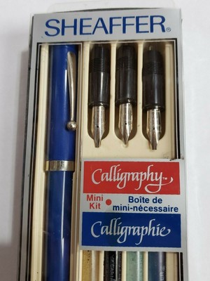 SHEAFFER CALLIGRAPHY PEN SET 3 TIPS ORIGINAL BOX WRITING INK WIDE PROFILE RARE