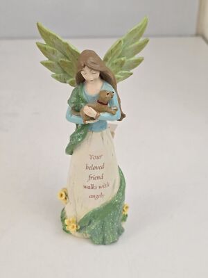 Russ Comforting Embrace Figurine 31429 YOUR BELOVED FRIEND WALKS WITH ANGELS