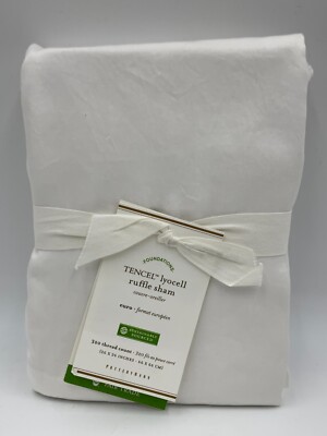 Pottery Barn Tencel Lyocell Ruffle 320 Thread Count Sham Euro White #H218