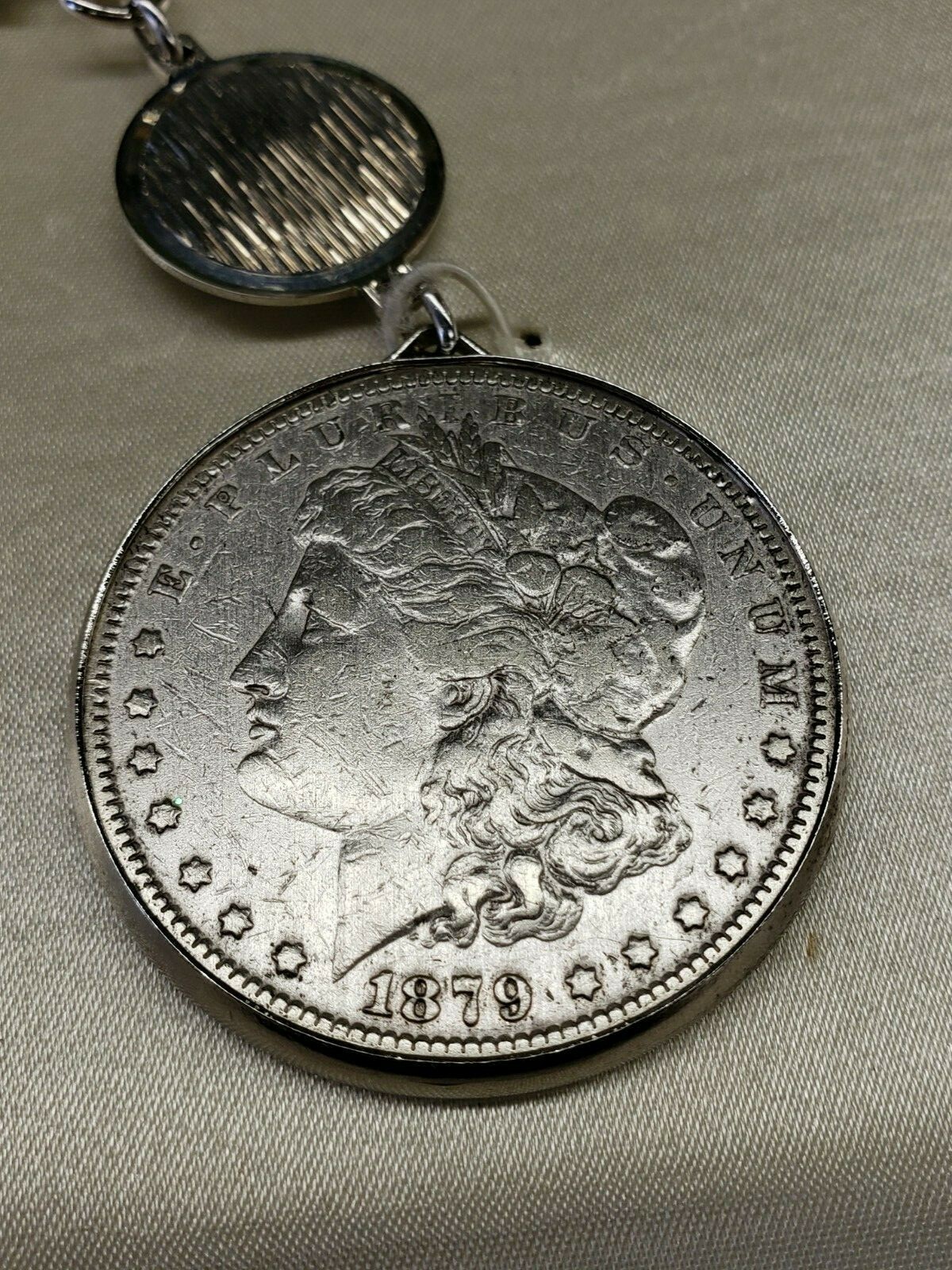 Antique/Vintage Lucky Buck Jewelry Exonumia Morgan Dollar Key Chain ~Free Ship!