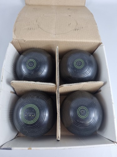 Henselite Super Grip Lawn Bowls Size 5 Heavyweight Black Set Of 4