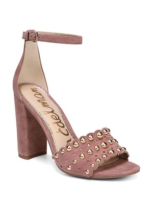 

SAM EDELMAN Женские розовые кожаные босоножки на каблуке Yaria с круглым носком на блочном каблуке, размер 10 м, Розовый, F7897L1