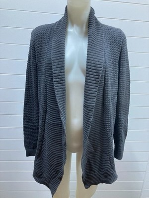 Ladies Topman Grey Knitted Open Cardigan Cotton Blend Size M Athleisure