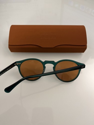 Pre-owned Oliver Peoples Gregory Peck Sun Limited Edition In Dark Teal/ Cognac Msrp$487 In Brown