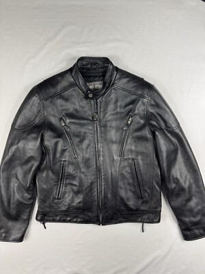 Vintage Wilson s Black Leather Motorcycle Biker Jacket Zip M Thinsulate Lined