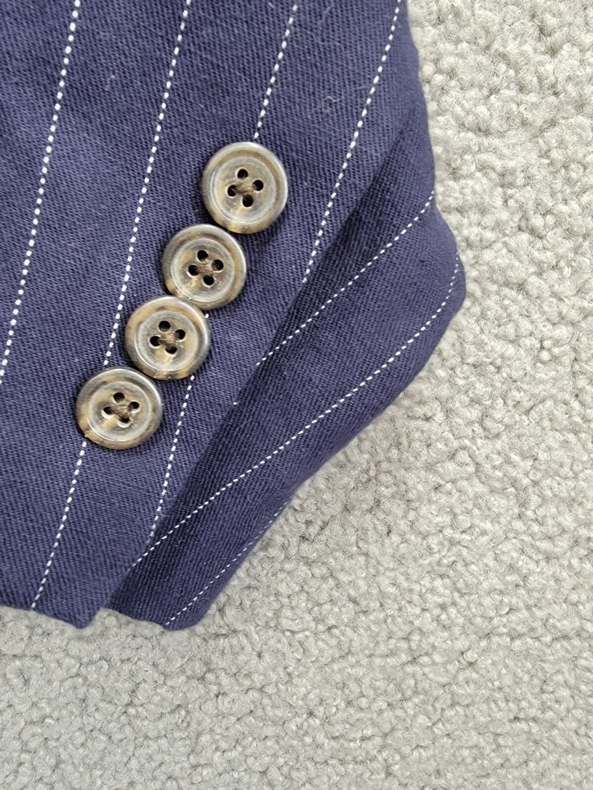 Polo Ralph Lauren Soft Pinstriped Sport Coat Men's 46L Navy Linen Blend Pockets - Picture 11 of 20