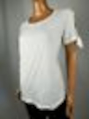 Женский белый топ с круглым вырезом и коротким рукавом KAREN SCOTT Womens White Tie Размер: XXL