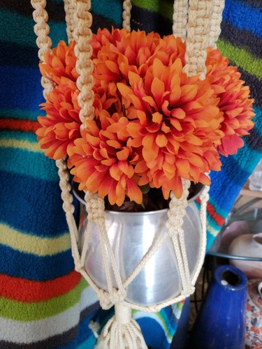 Vintage 1970s Hand Crafted Macreme Hanging Plant Holder 70