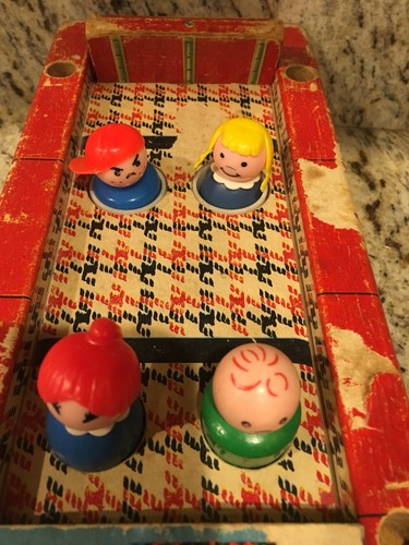 60's FISHER PRICE NIFTY WOODEN STATION WAGON PULL TOY Kids Car