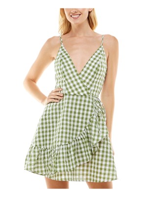 SPEECHLESS Womens Sleeveless Short Faux Wrap Dress