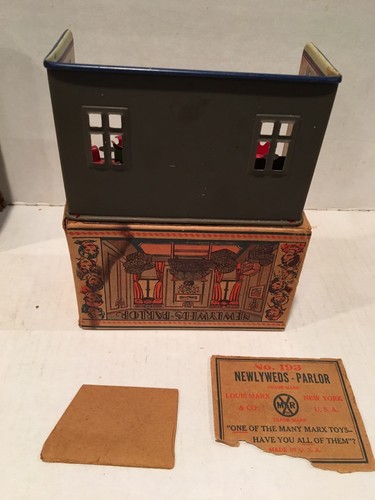1920'S MARX NEWLYWED PARLOR COMPLETE TOY HOUSE/FURNITURE PLAY SET W/ORIGINAL BOX