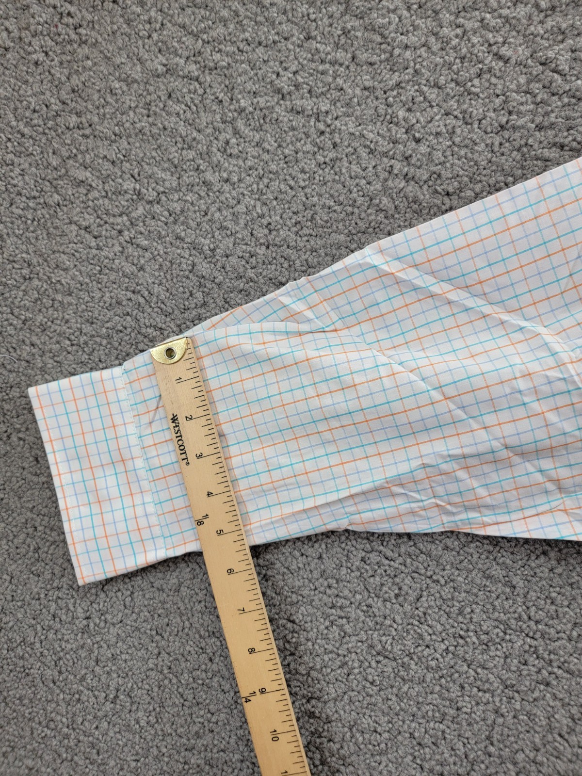 Club Room Regular Fit Performance Dress Shirt Men's 18 34-35 Orange/Aqua L/S - Picture 11 of 19