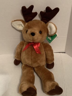 Vintage 1980's ROMPER the Reindeer 20  Russ Caress Soft Pets With Tags Hong Kong