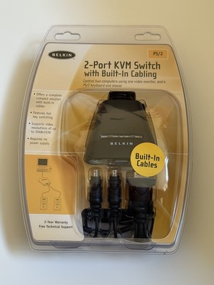 Belkin 2-Port KVM Switch with Built-in Cabling (F1DK102P)