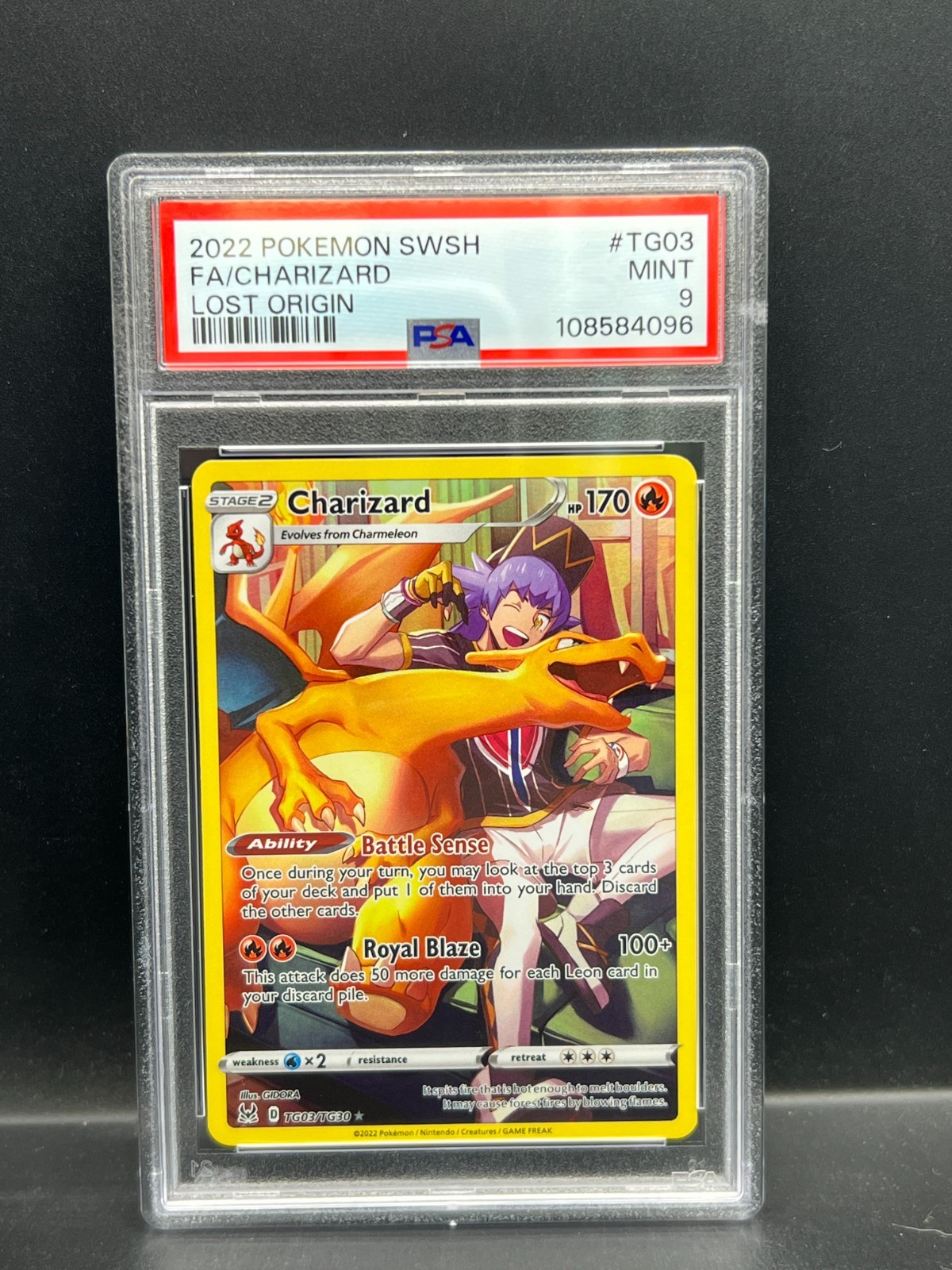 Pokemon PSA 9 MINT Charizard TG03/TG30 Lost Origin Holofoil FA 2022 S#4096