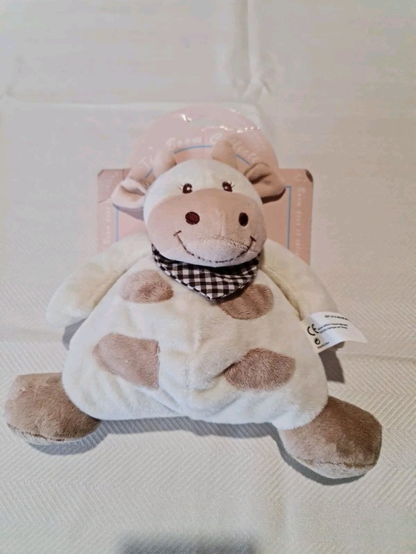 Doudou Peluche Vache Marron Blanc  Bandana Ti-Boom Idem Jollybaby Neuf ÃTiquet