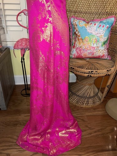 Pre-owned Lilly Pulitzer Franconia Maxi Dress Magenta Paisley Chiffon ? Size 2 ? In Purple