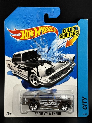 2013 Hot Wheels 57 CHEVY W ENGINE black 34/48 Color Shifters