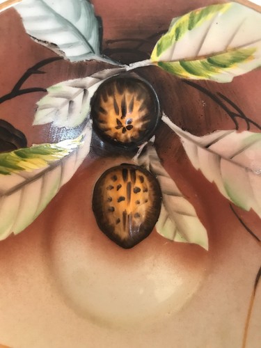 Antique Hand Painted Raised Nut Bowl