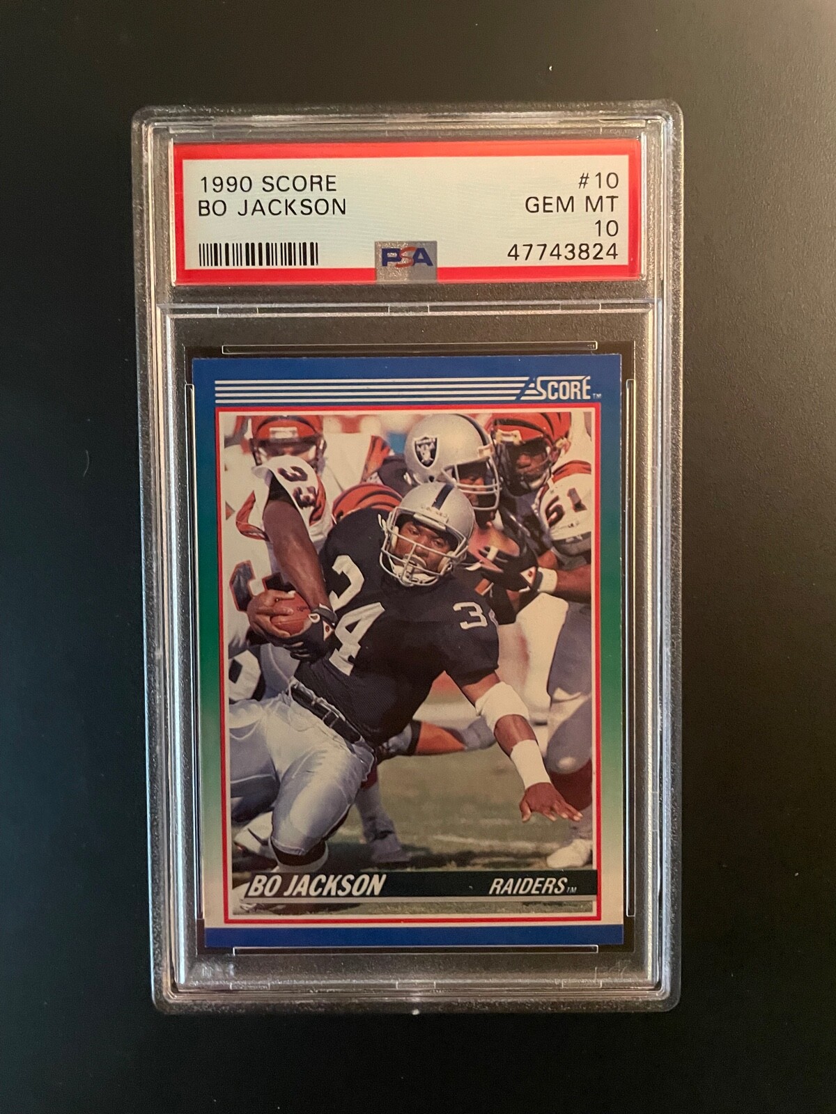 1990 SCORE BO JACKSON FOOTBALL CARD #10 - GRADED PSA 10 GEM 1990 SCORE BO JACKSON FOOTBALL CARD #10 - GRADED PSA 10 GEM