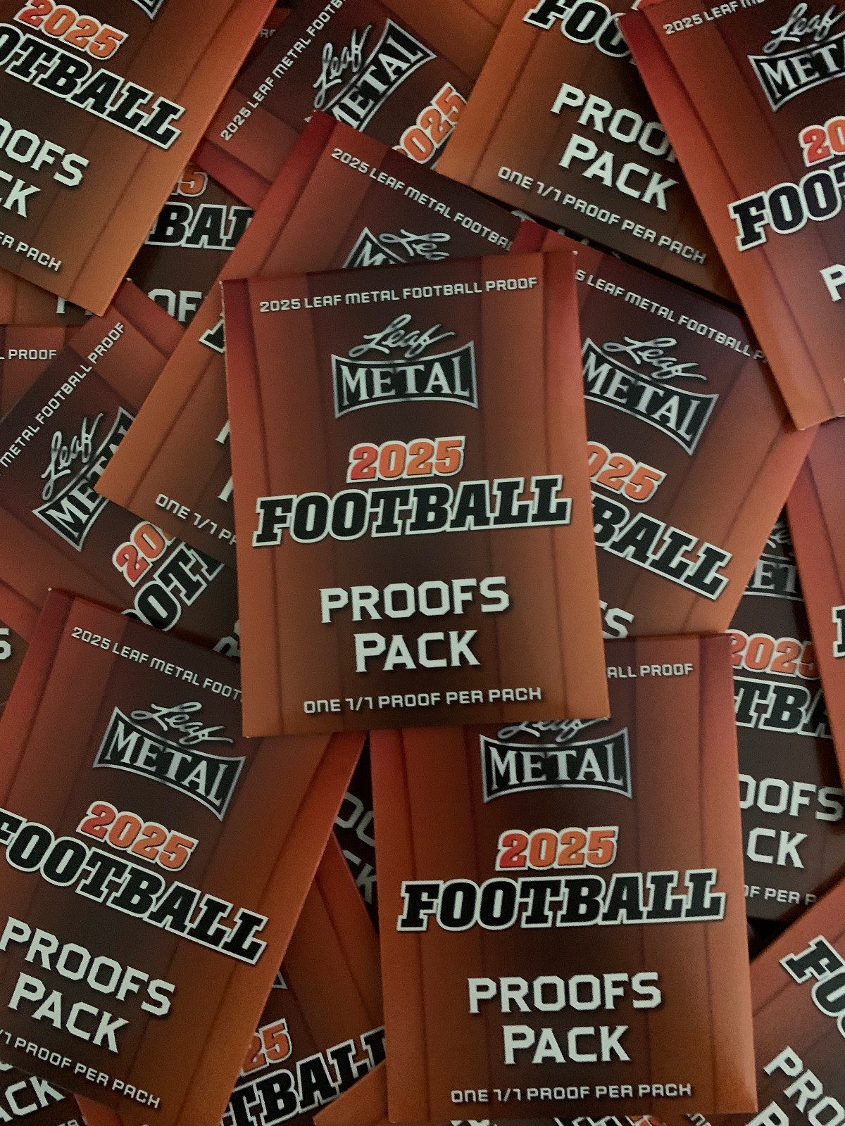 2025 Leaf Metal Football 1/1 One of One Pre Production Proof Per Pack Lot of 100